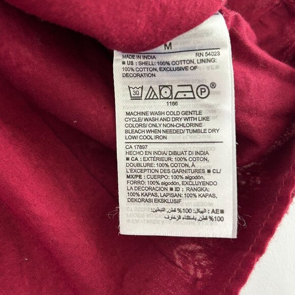 Old Navy Gauze Dress Womens M Burgundy Embroidered Tasseled Flowy Boho Lagenlook - Picture 8 of 11